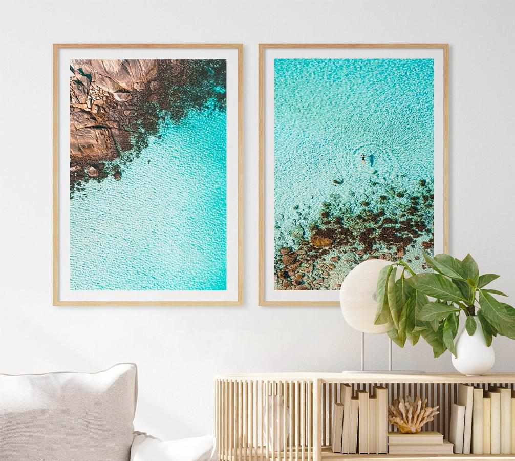 Tropical Senses - Colorful Abstract Painting Large Canvas Modern Teal Wall  Art for Trend Boho Decor