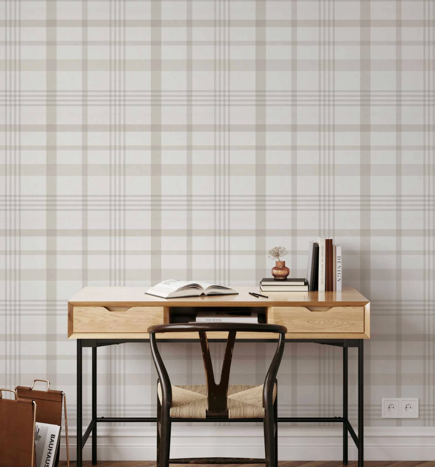 Simple Grid Checkered Seamless Pattern In Modern Farmhouse Natural