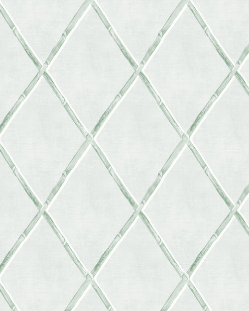 Bamboo Lattice in Sage Green Wallpaper