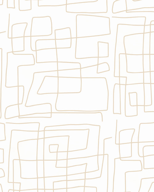 Line Art Maze Beige Wallpaper