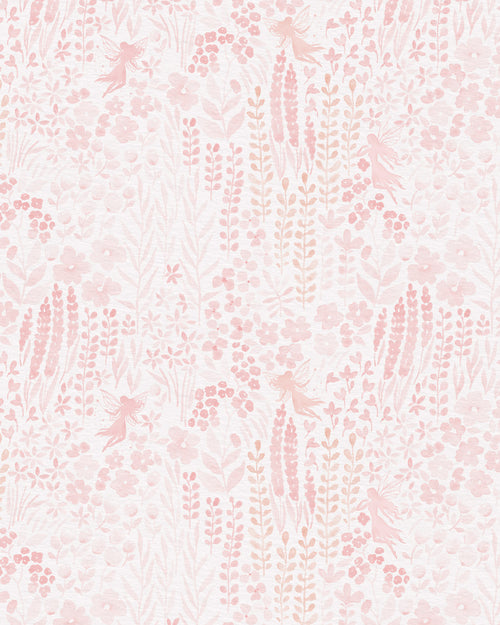 Fairy Flower Garden in Soft Pink Wallpaper