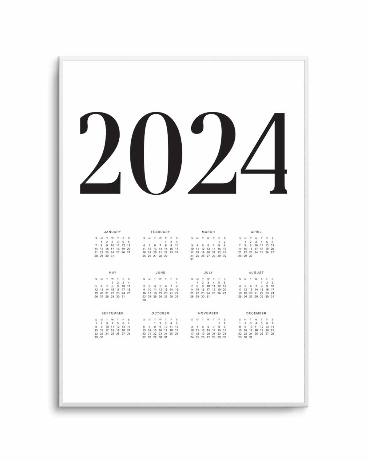 2024 Vogue Calendar B&W Art Print Olive et Oriel