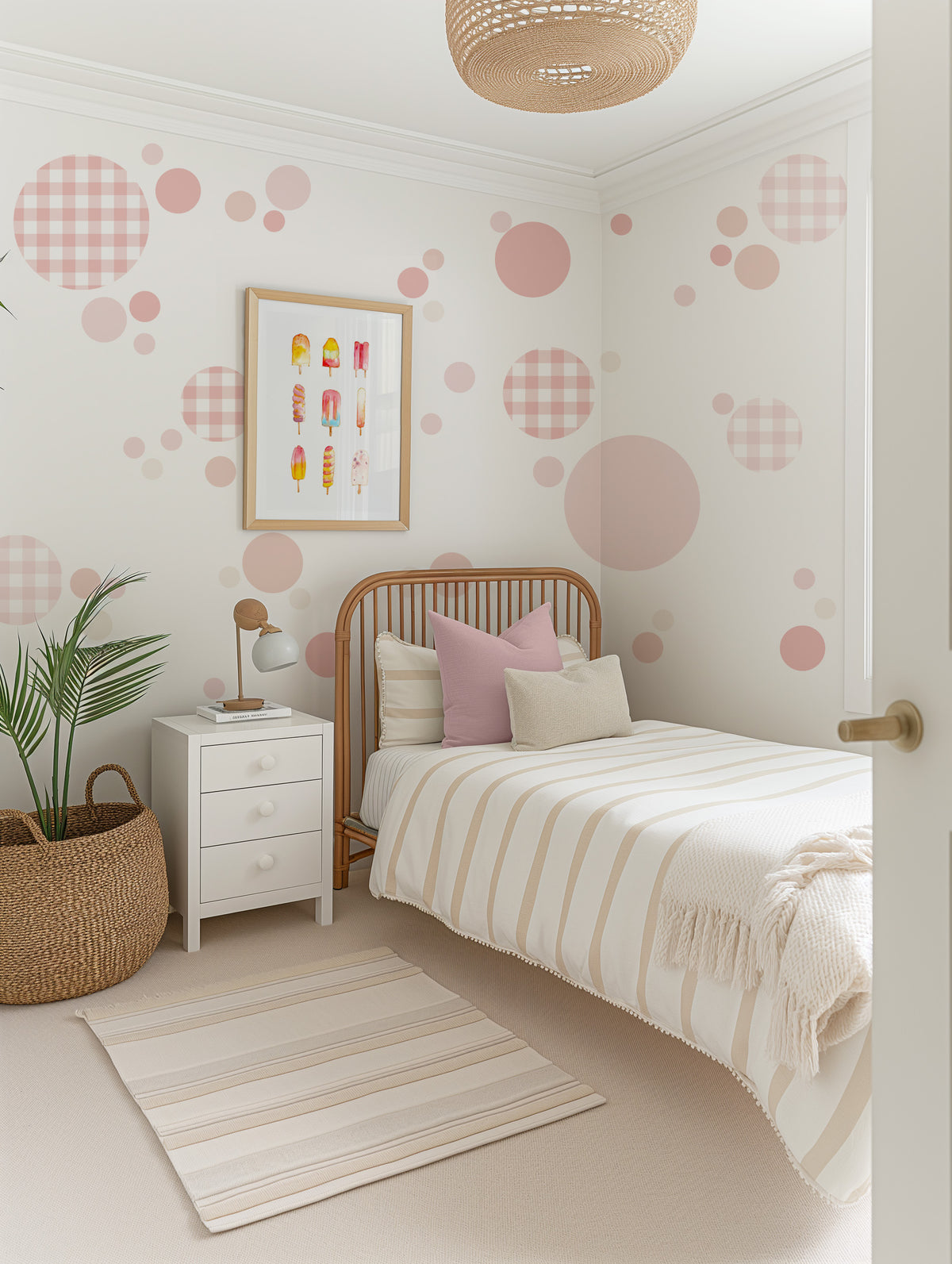 Big Dots in Ballet Pink Peel & Stick Decal from Olive et Oriel where you can shop wallpaper and artworks online