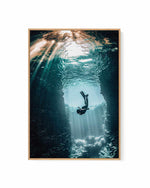 Cave Dive | Framed Canvas Art Print