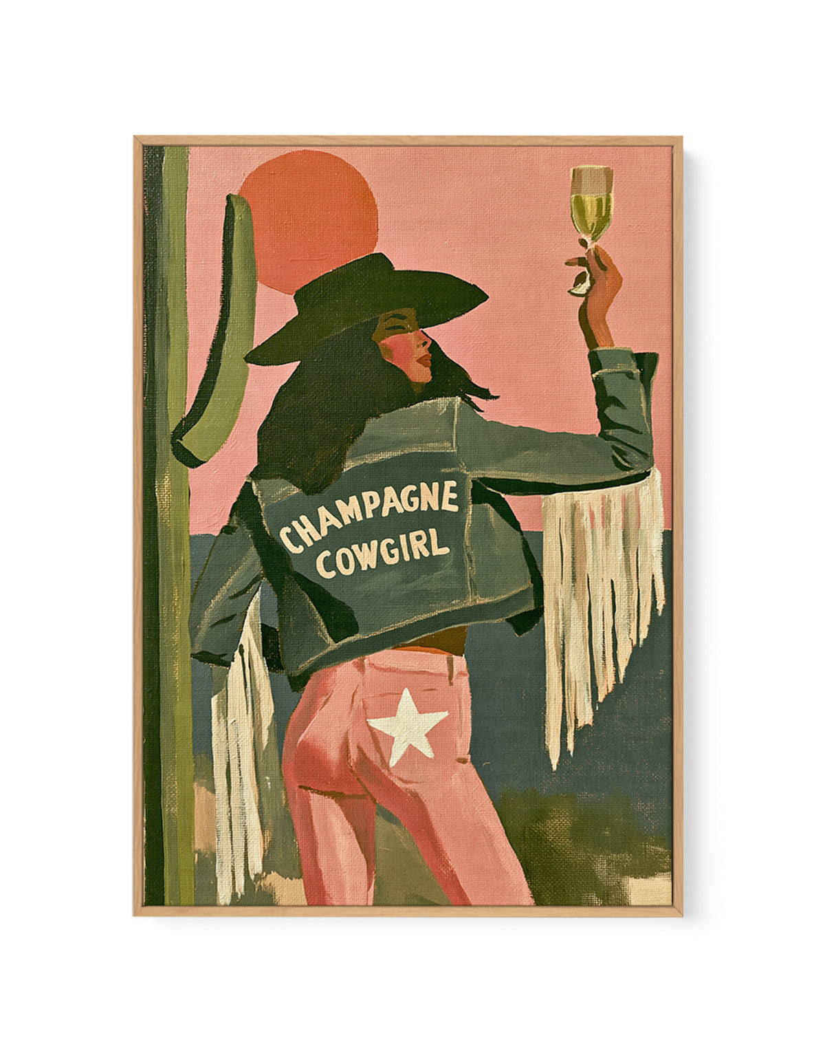 Champagne Cowgirl | Framed Canvas Art Print