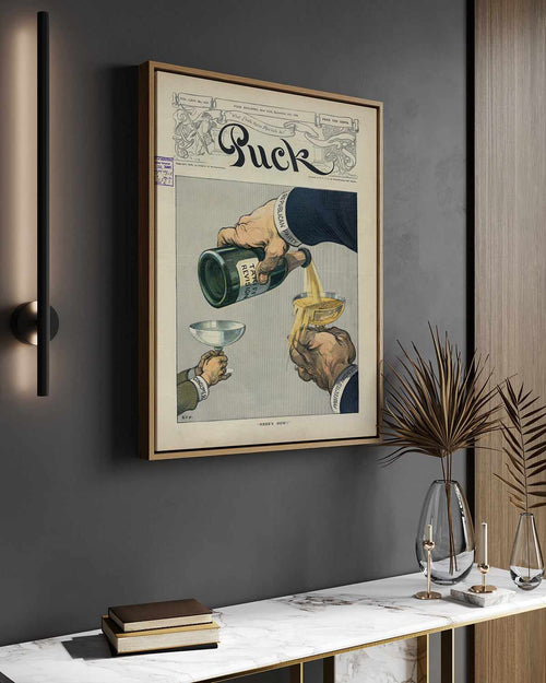 Champagne Vintage Poster | Framed Canvas Art Print