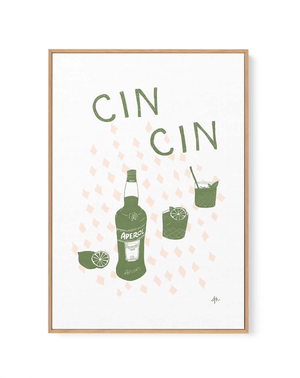 Cin Cin Forest Green Pink by Anne Korako | Framed Canvas Art Print from Olive et Oriel where you can shop wallpaper and artworks online