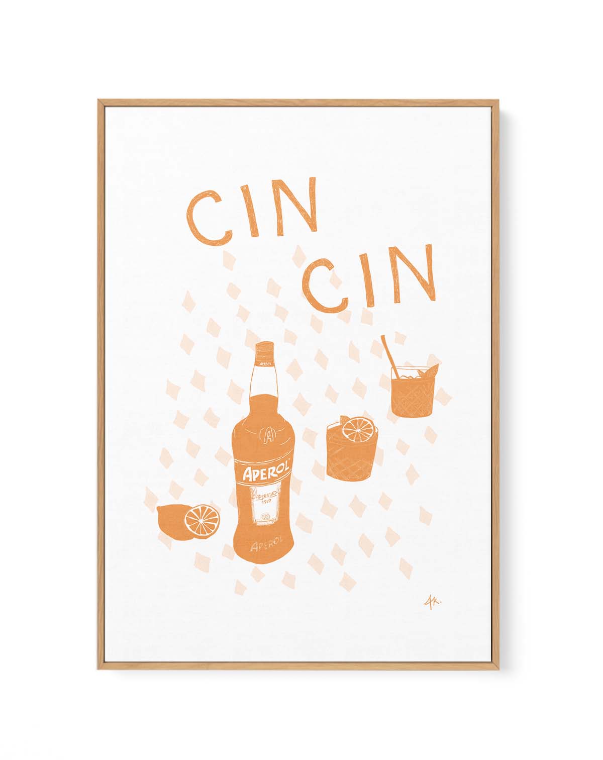 Cin Cin Tan Pink by Anne Korako | Framed Canvas Art Print from Olive et Oriel where you can shop wallpaper and artworks online