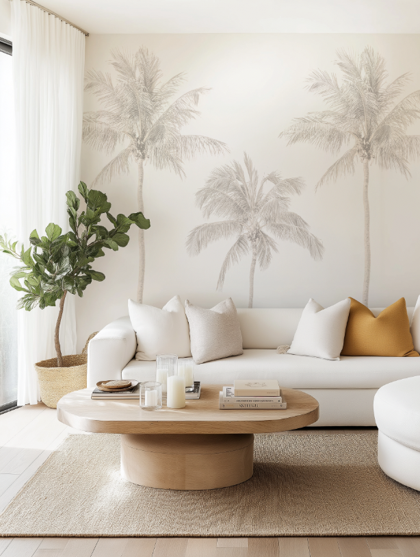 Tropical Palm Tree Wallpaper Mural Removable Fabric Peel & Stick