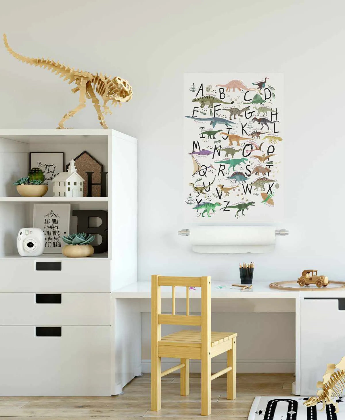 Dinosaur Alphabet Peel & Stick Mini Mural wallpaper blue wallpaper