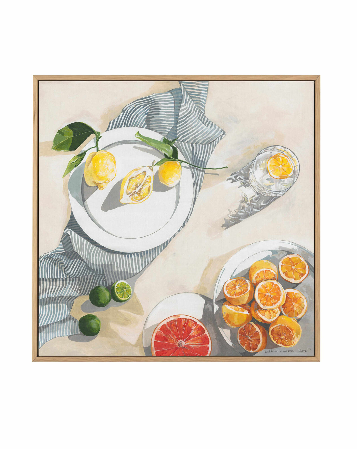 Don't Be Such a Sour Puss by Cat Gerke Square | Framed Canvas Art Print from Olive et Oriel where you can shop wallpaper and artworks online