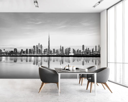 Dubai City Silhouette Photo Mural Wallpaper