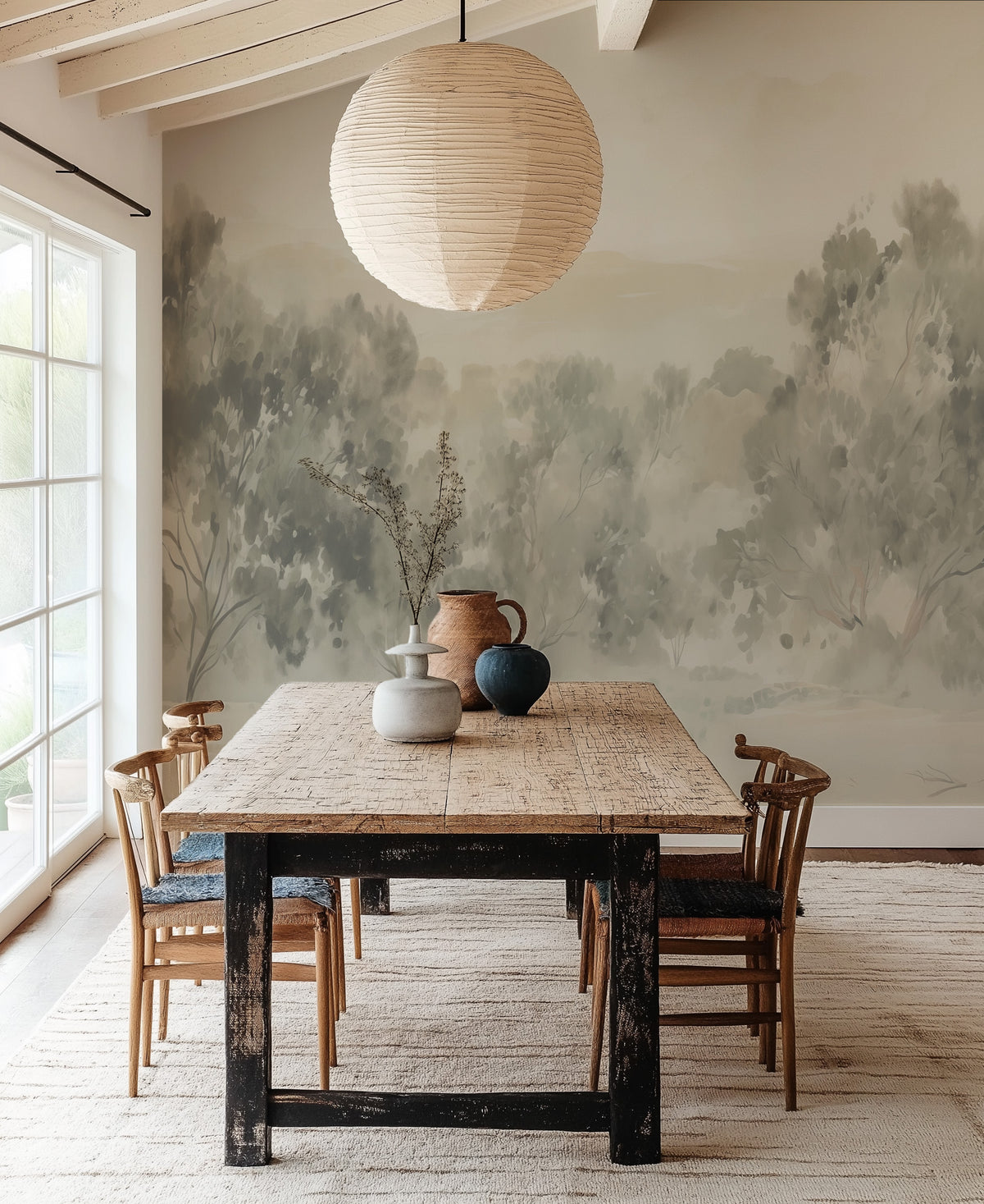 Eucalyptus Haze Mural Wallpaper from Olive et Oriel where you can shop wallpaper and artworks online