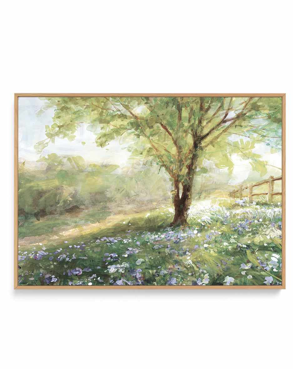 Field Of Bluebells Neutral | Framed Canvas Art Print from Olive et Oriel where you can shop wallpaper and artworks online