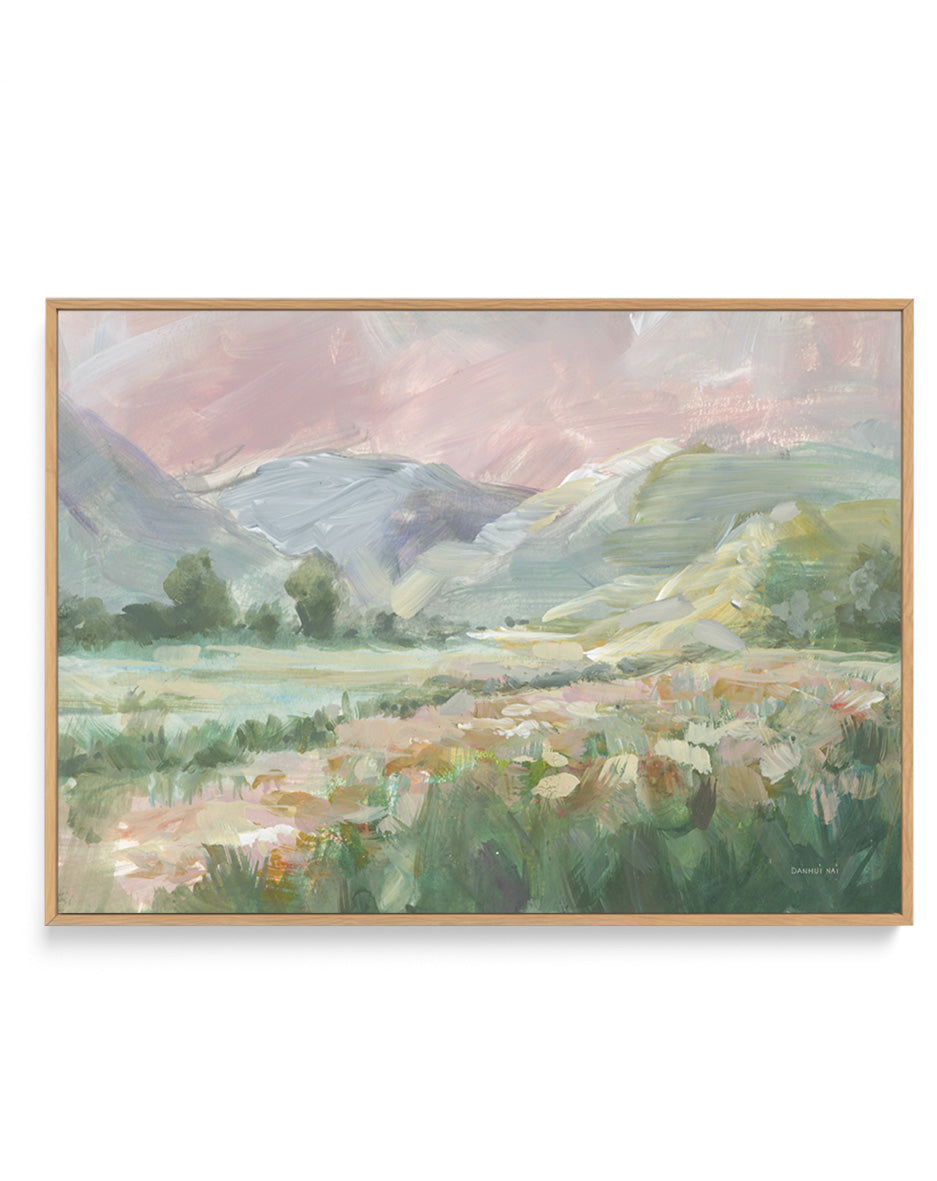 Field of Pink Flowers | Framed Canvas Wall Art