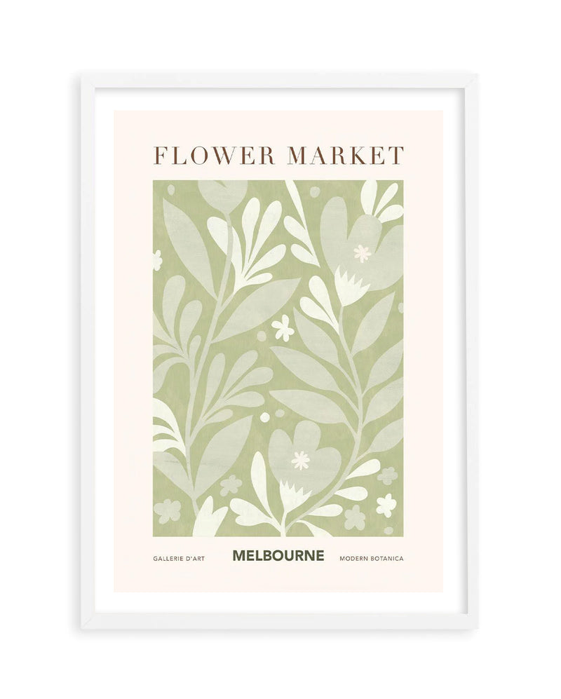 SALE 60x90 Flower Market Melbourne | White | Framed Acrylic Art