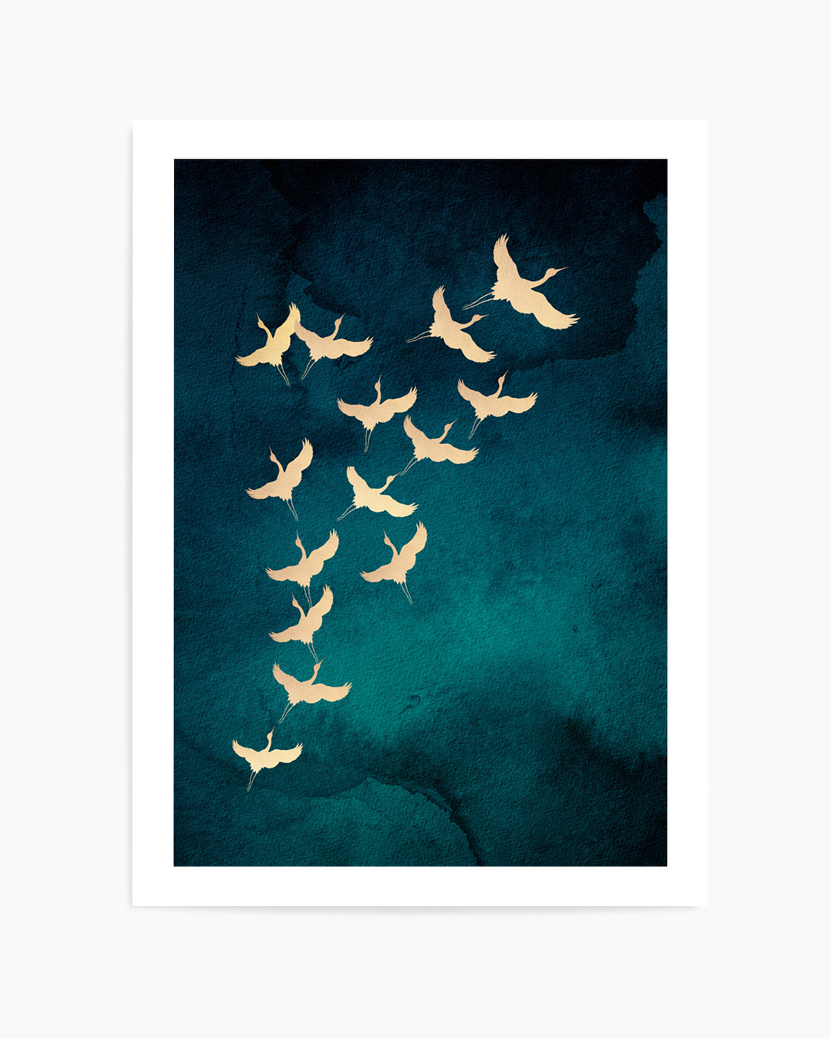 Graceful Golden Cranes by Aureous | Art Print