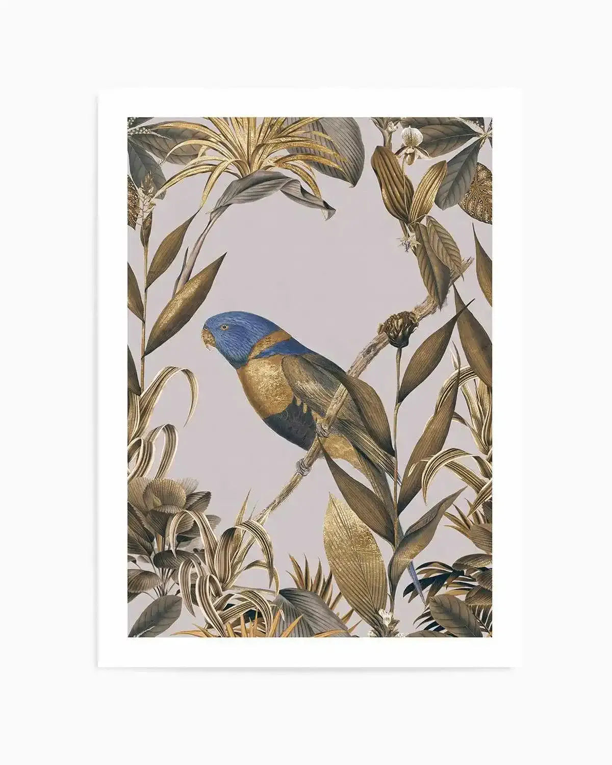 Golden Parakeet Paradise Art Print from Olive et Oriel where you can shop wallpaper and artworks online