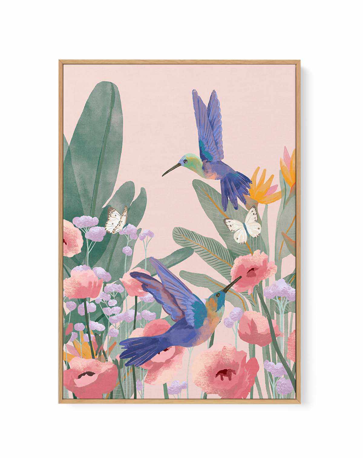 Hummingbirds by Goed Blauw | Framed Canvas Art Print from Olive et Oriel where you can shop wallpaper and artworks online
