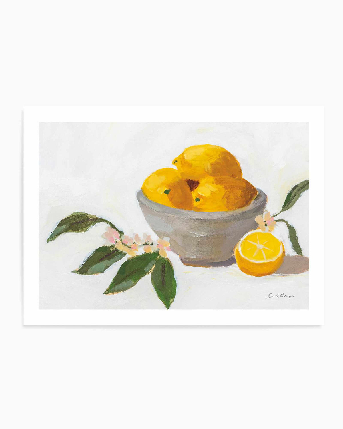 Lemons In Grey | Art Print from Olive et Oriel where you can shop wallpaper and artworks online