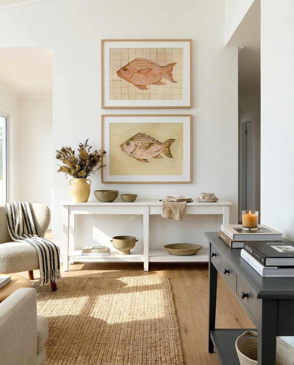 Little Bohemian Fish I & II by Natalie Jane Art Print Set of 2 | Matching Wall Art from Olive et Oriel where you can shop wallpaper and artworks online