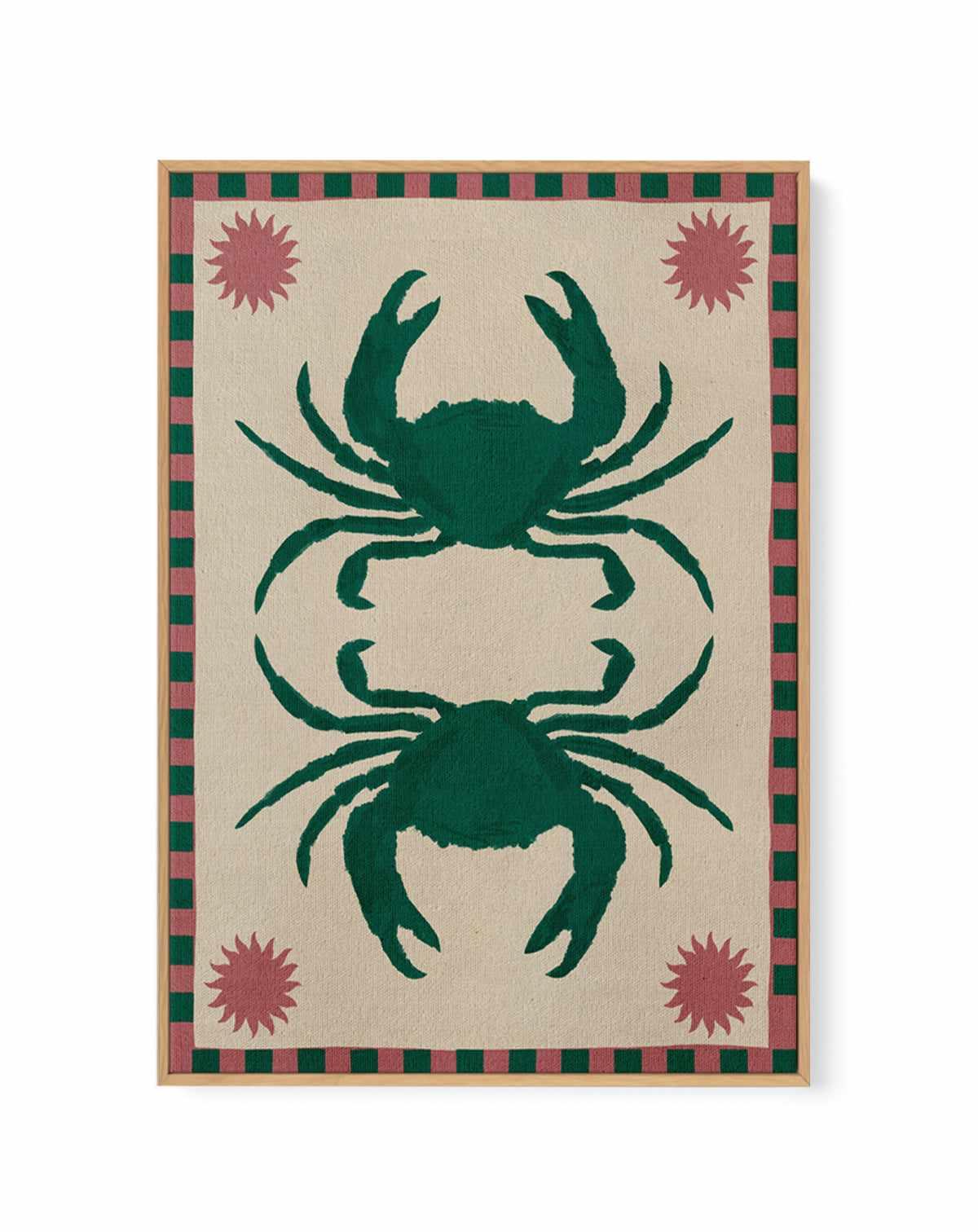 Lush Duo 6 Green Crabs by Shatha Al Dafai | Framed Canvas Art Print from Olive et Oriel where you can shop wallpaper and artworks online