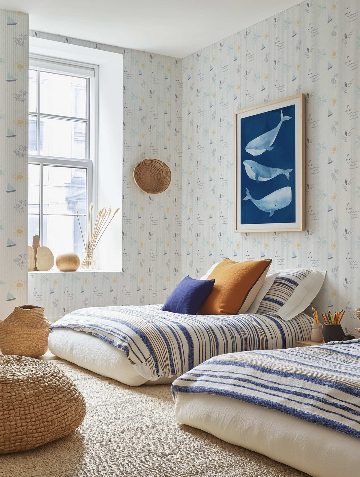 Malibu Surf Stripe Wallpaper from Olive et Oriel where you can shop wallpaper and artworks online
