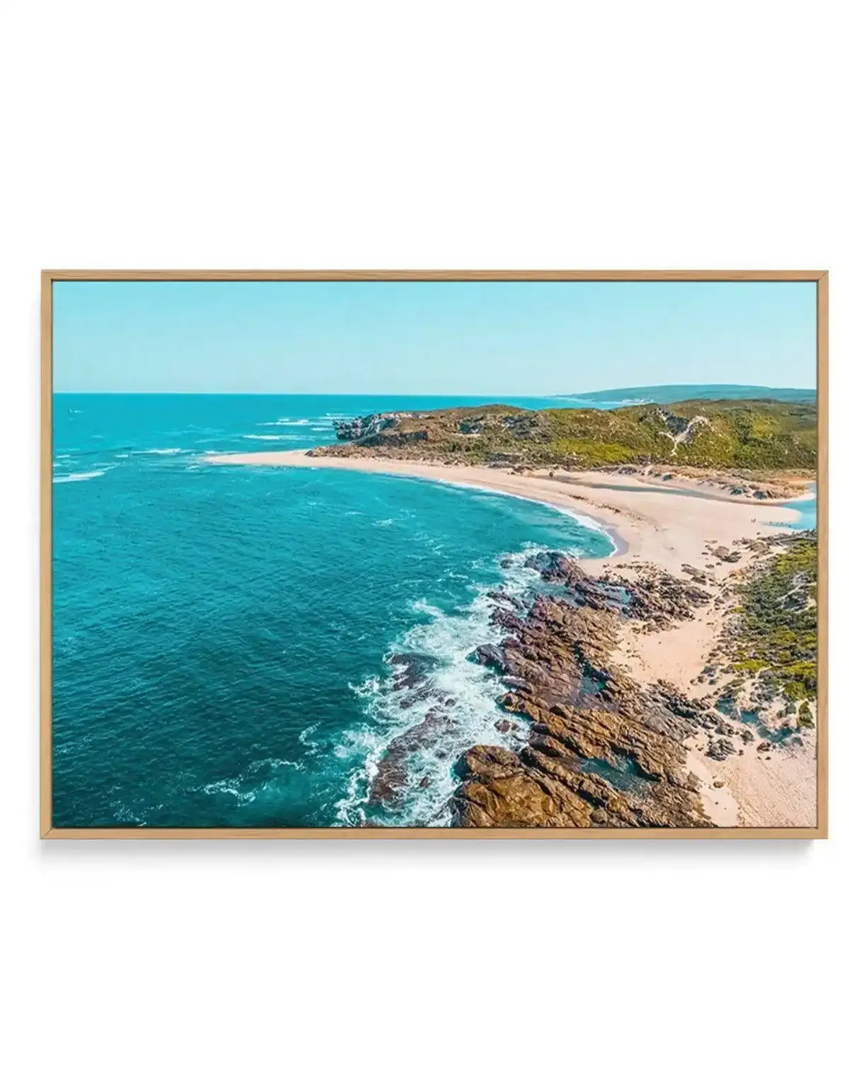 Margaret River LS | Aerial Photo Wall Framed Canvas Art Print aqua coastal art print