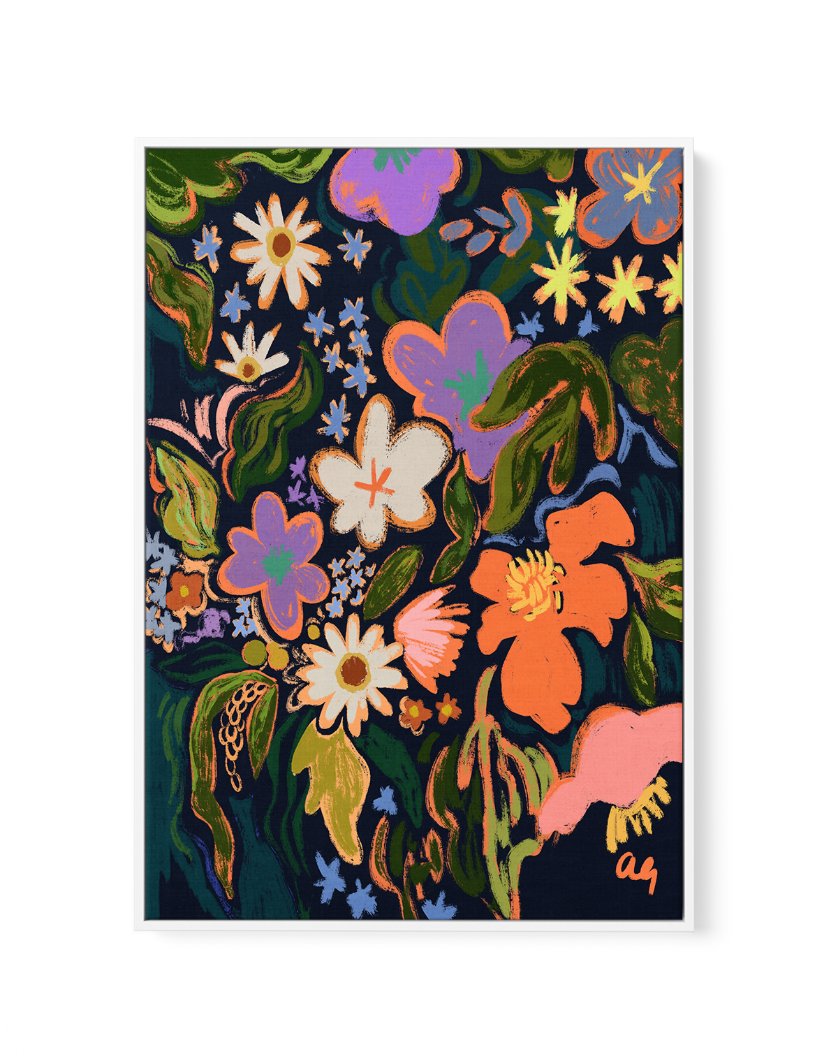 Midnight Garden by Arty Guava Framed Canvas Art Print Olive et Oriel