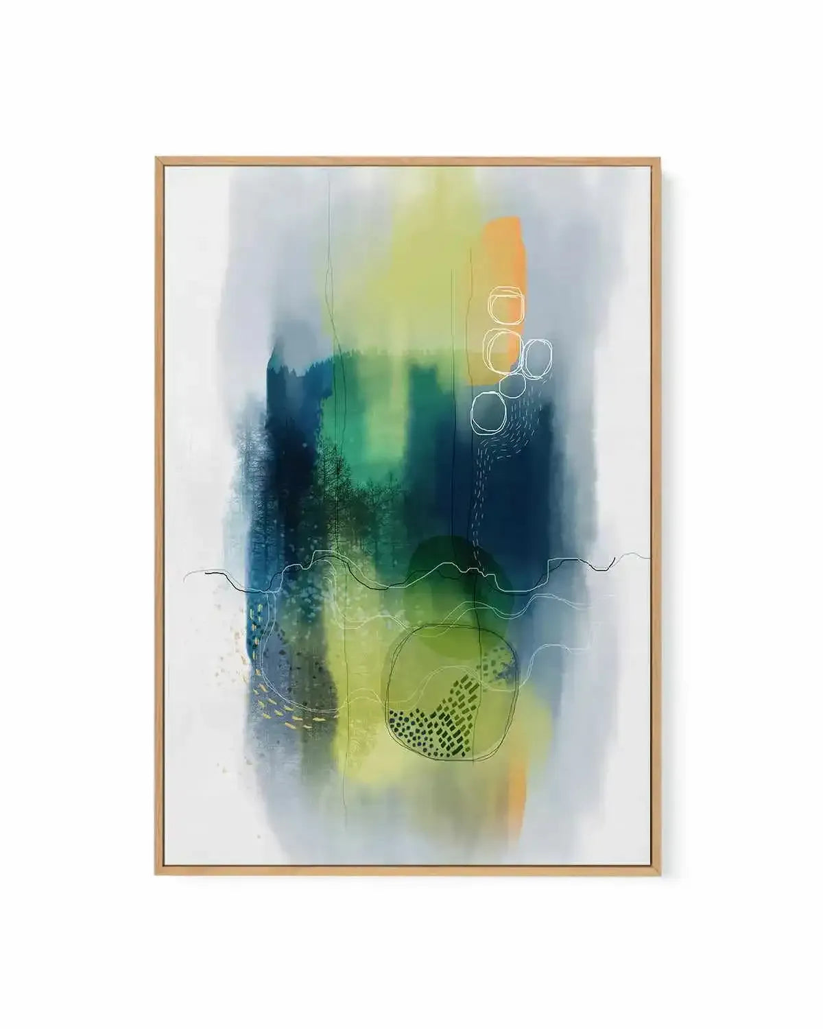 Misty Mountain Lake by Ishita Banerjee | Framed Canvas Art Print from Olive et Oriel where you can shop wallpaper and artworks online