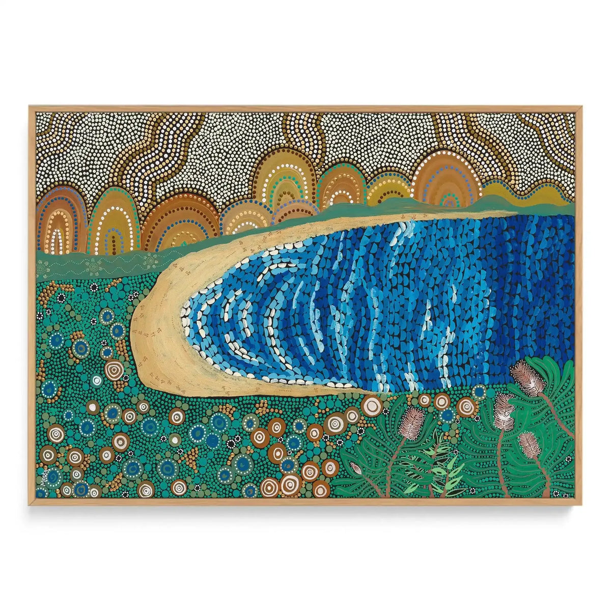 Norman Bay by Domica Hill | Framed Canvas-CANVAS-You can shop wall art online with Olive et Oriel for everything from abstract art to fun kids wall art. Our beautiful modern art prints and canvas art are available from large canvas prints to wall art paintings and our proudly Australian artwork collection offers only the highest quality framed large wall art and canvas art Australia - You can buy fashion photography prints or Hampton print posters and paintings on canvas from Olive et Oriel and