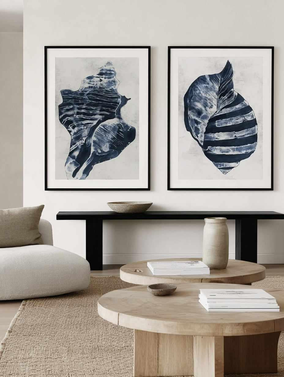 Ocean Seashell I & II Art Print Set of 2 | Matching Wall Art from Olive et Oriel where you can shop wallpaper and artworks online