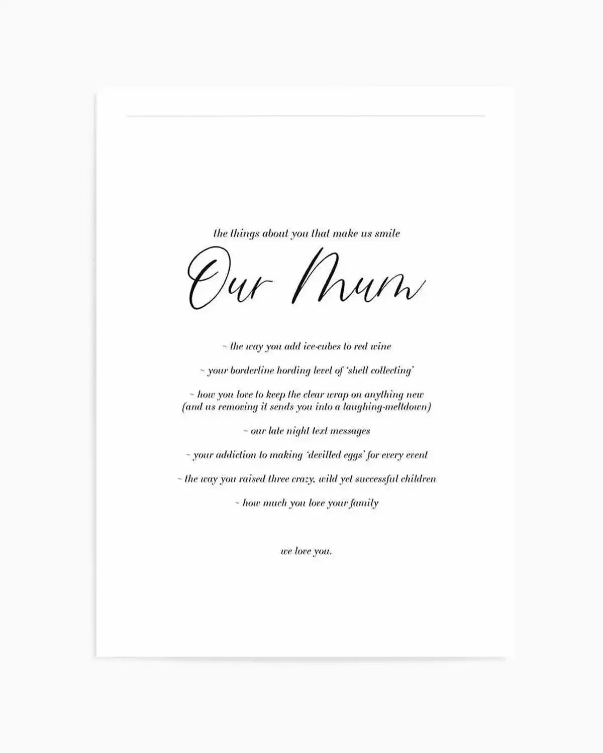 Our Mum | Personalise Me! Art Print from Olive et Oriel where you can shop wallpaper and artworks online