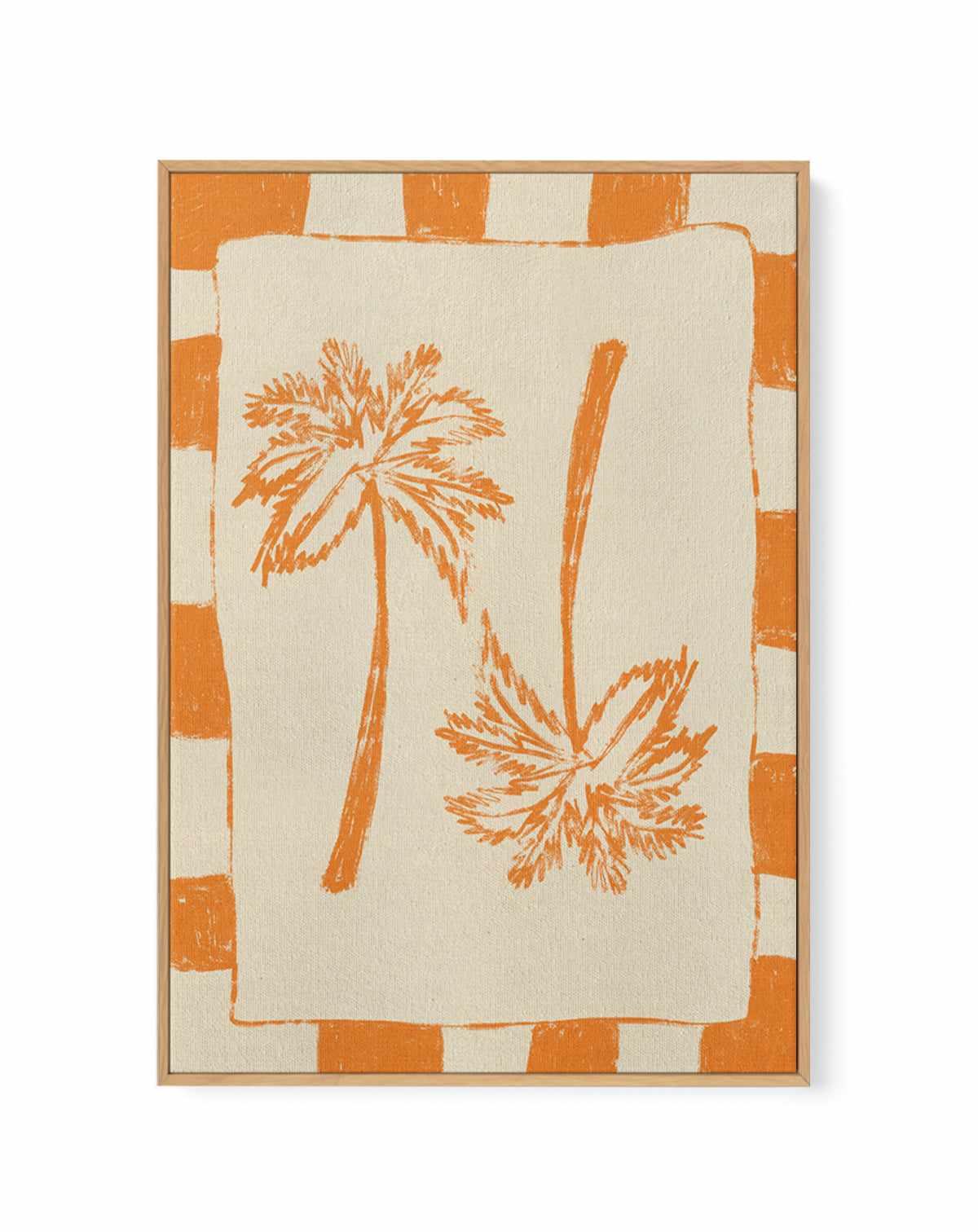 Palm Paradise Orange by Shatha Al Dafai | Framed Canvas Art Print from Olive et Oriel where you can shop wallpaper and artworks online
