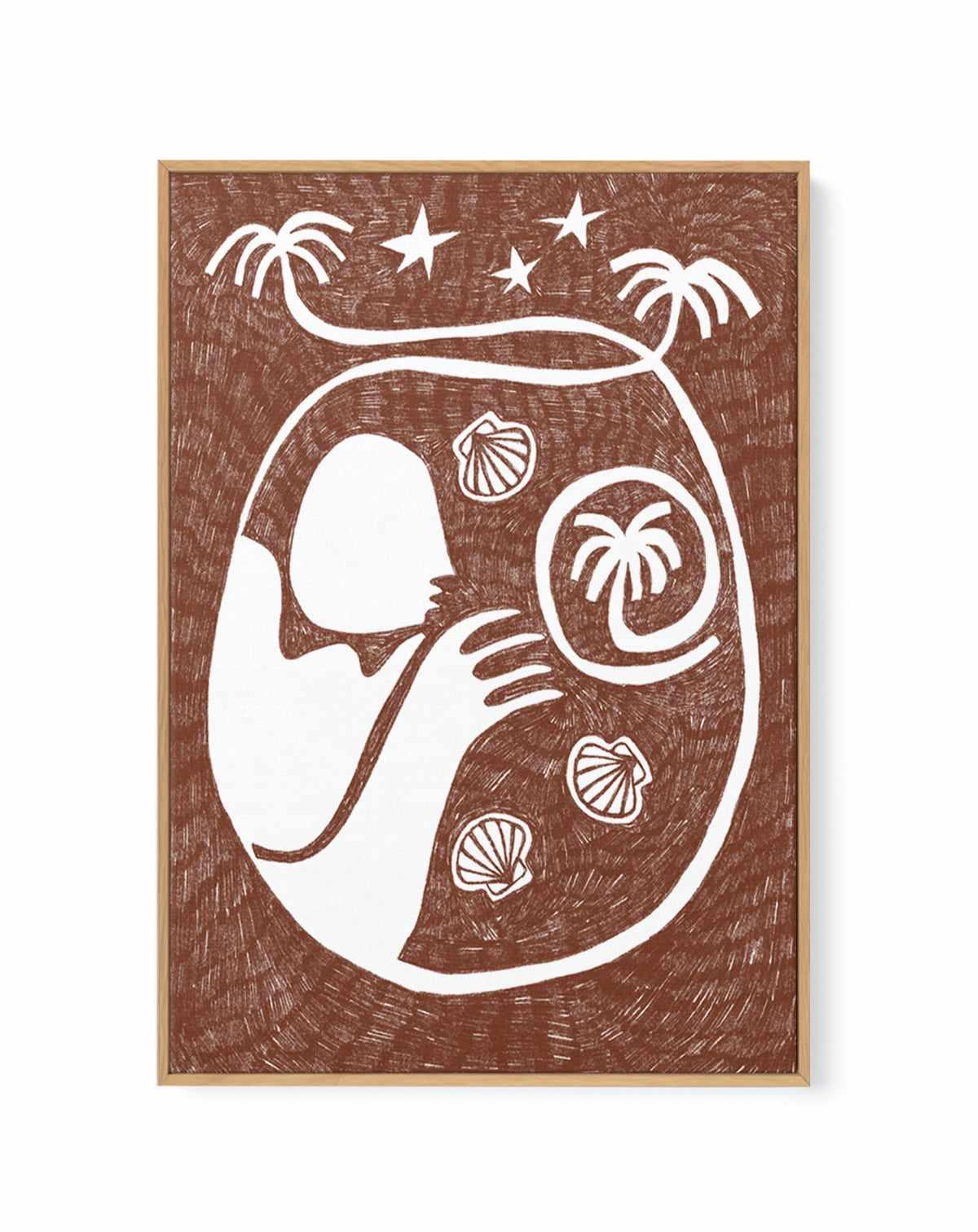 Palm Tree Island 2 Brown by Shatha Al Dafai | Framed Canvas Art Print from Olive et Oriel where you can shop wallpaper and artworks online