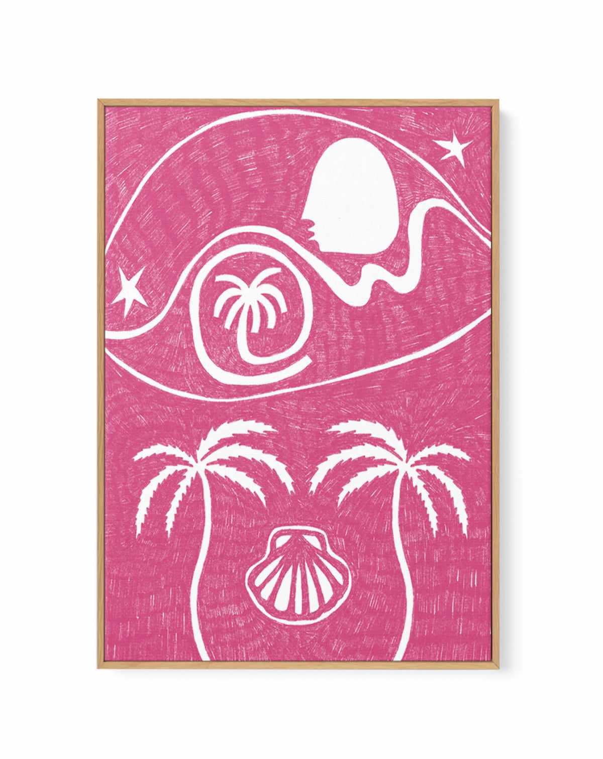 Palm Tree Island 6 Pink by Shatha Al Dafai | Framed Canvas Art Print from Olive et Oriel where you can shop wallpaper and artworks online