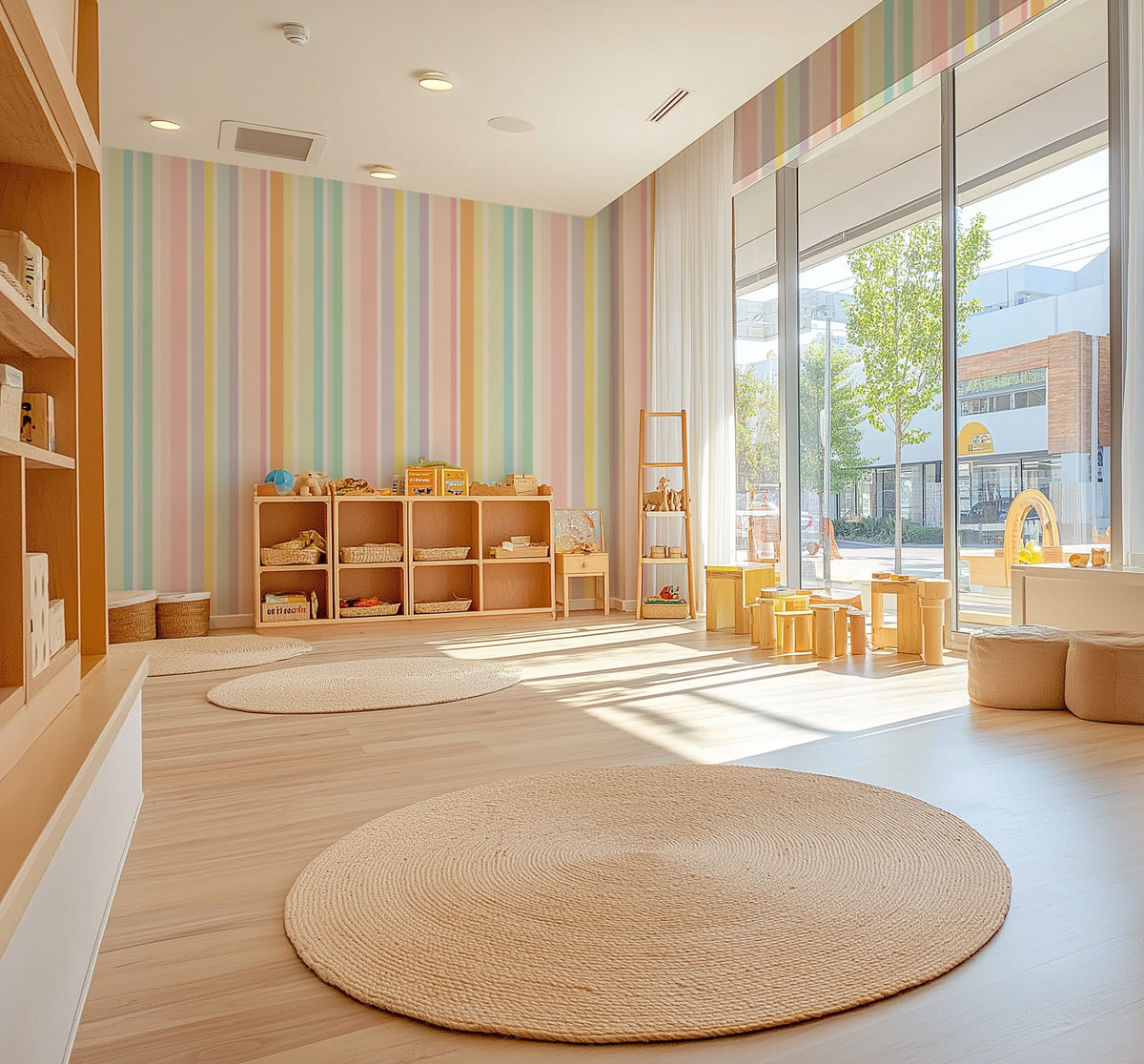Daycare, Early Learning Centre and Preschool safe wallpaper, free from harmful chemicals and easy to clean with bleach.