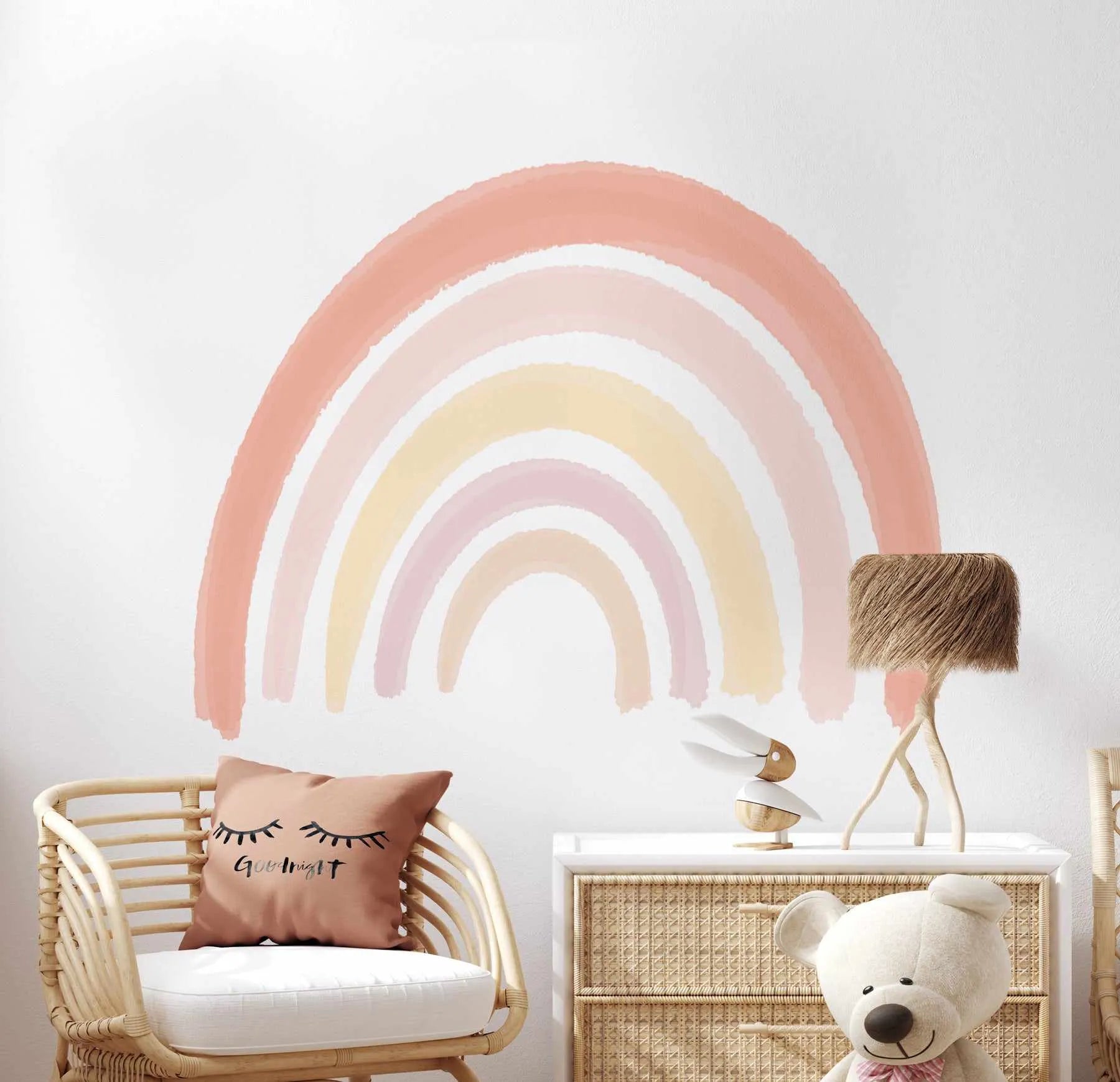Teddy Bear Wall Stickers For Nursery - Pink Peel & Stick Decals, Removable, 96x55cm, PVC