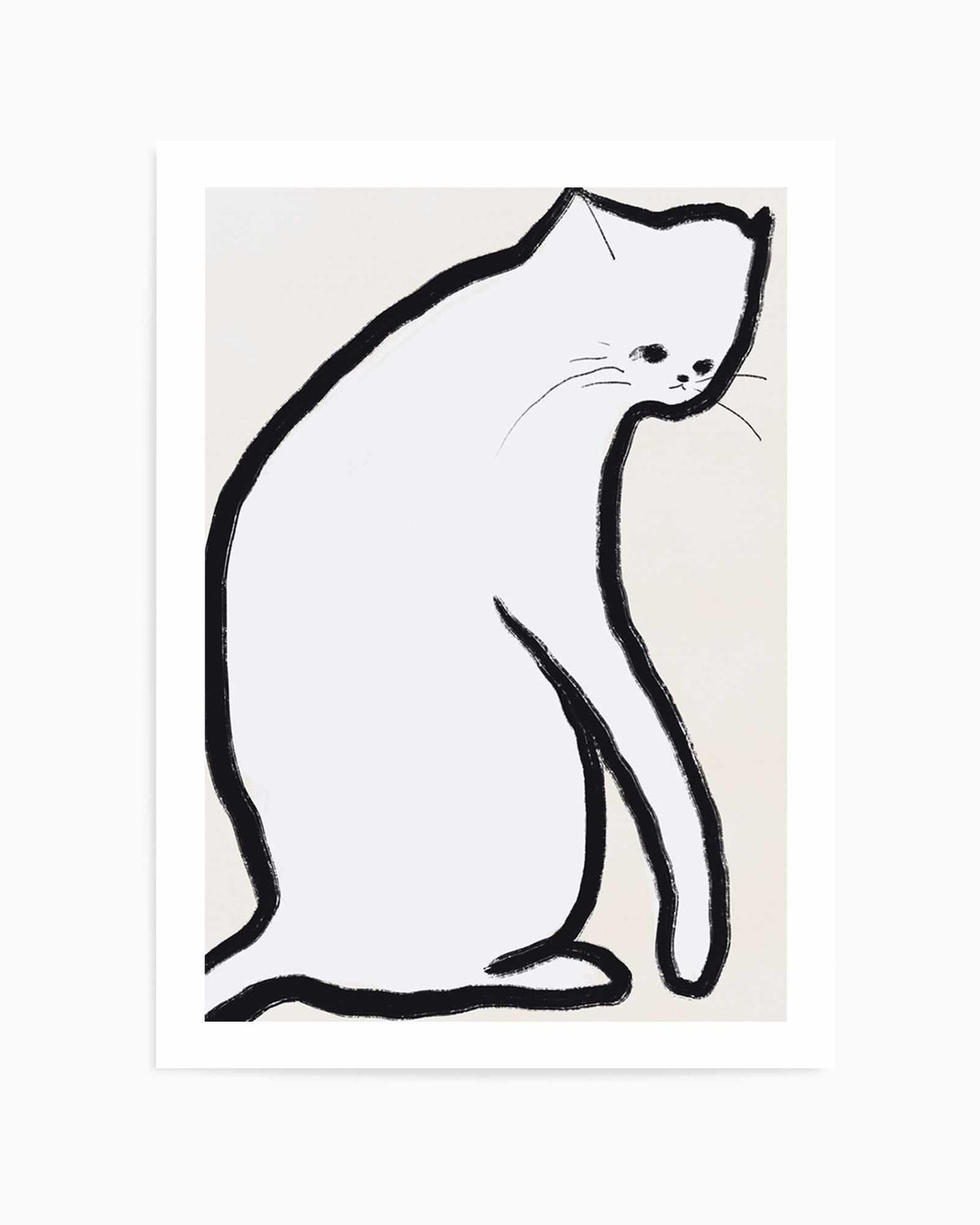 Pensive White Cat by Little Dean | Art Print