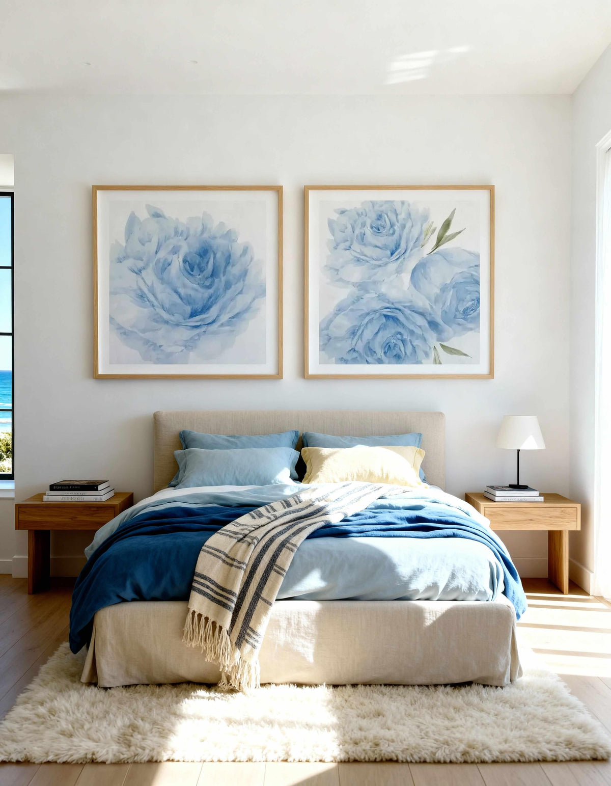 Peony Blue I & II Art Print Set of 2 | Matching Wall Art from Olive et Oriel where you can shop wallpaper and artworks online