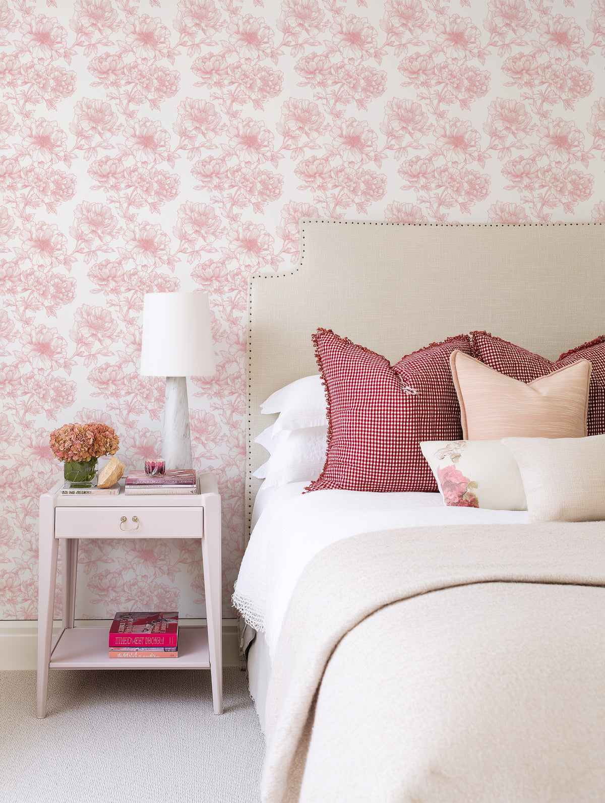 Pink Rosewater Sketch Wallpaper from Olive et Oriel where you can shop wallpaper and artworks online