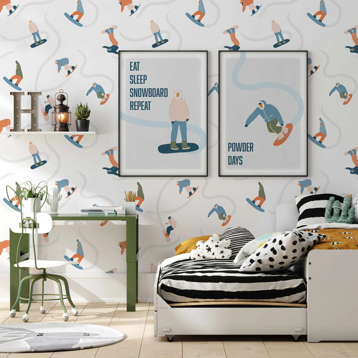 Powder Days Wallpaper-Wallpaper-Buy Kids Removable Wallpaper Online Our Custom Made Children’s Wallpapers Are A Fun Way To Decorate And Enhance Boys Bedroom Decor And Girls Bedrooms They Are An Amazing Addition To Your Kids Bedroom Walls Our Collection of Kids Wallpaper Is Sure To Transform Your Kids Rooms Interior Style From Pink Wallpaper To Dinosaur Wallpaper Even Marble Wallpapers For Teen Boys Shop Peel And Stick Wallpaper Online Today With Olive et Oriel