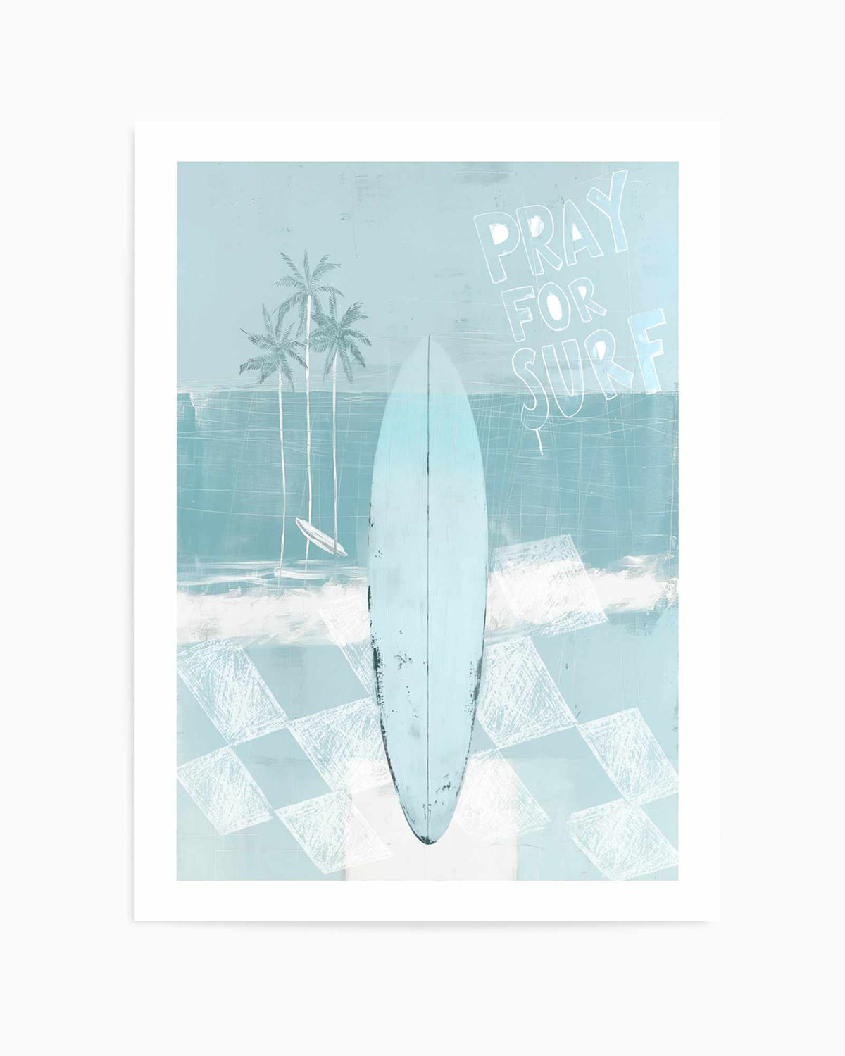 Pray for Surf in Seafoam Blue | Art Print from Olive et Oriel where you can shop wallpaper and artworks online