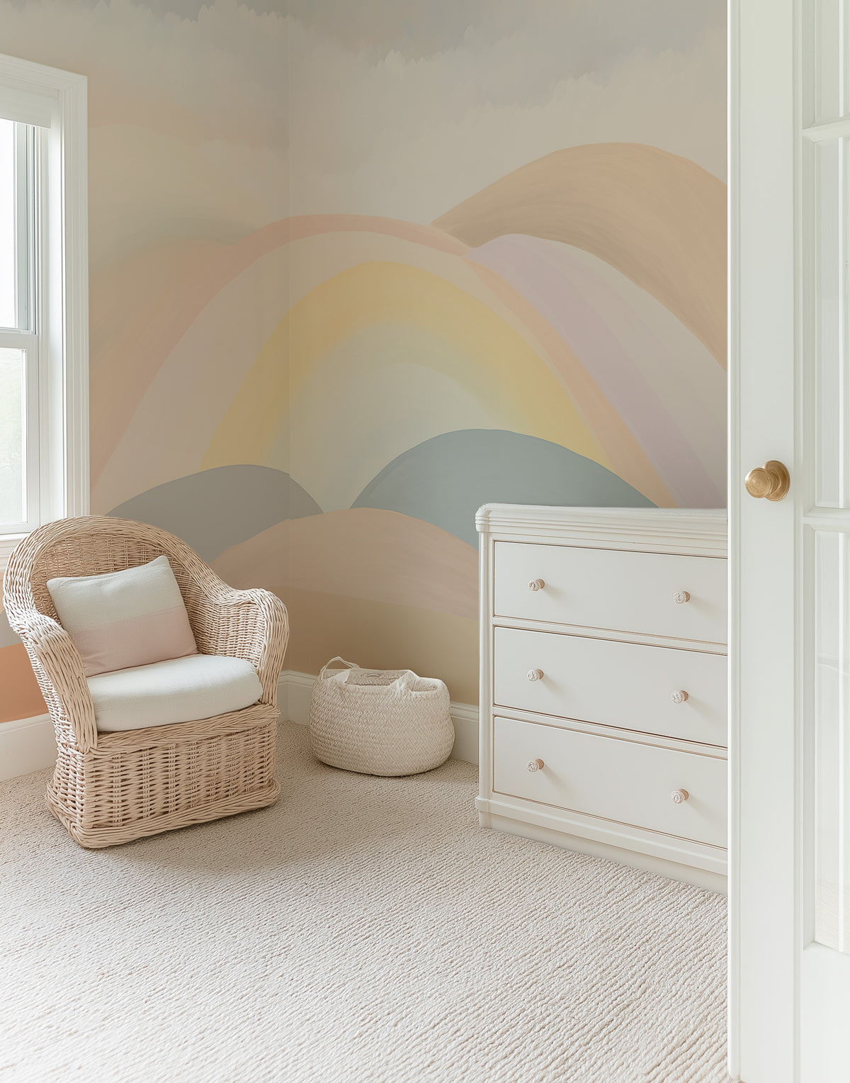 Rainbow Trails Wallpaper Mural from Olive et Oriel where you can shop wallpaper and artworks online
