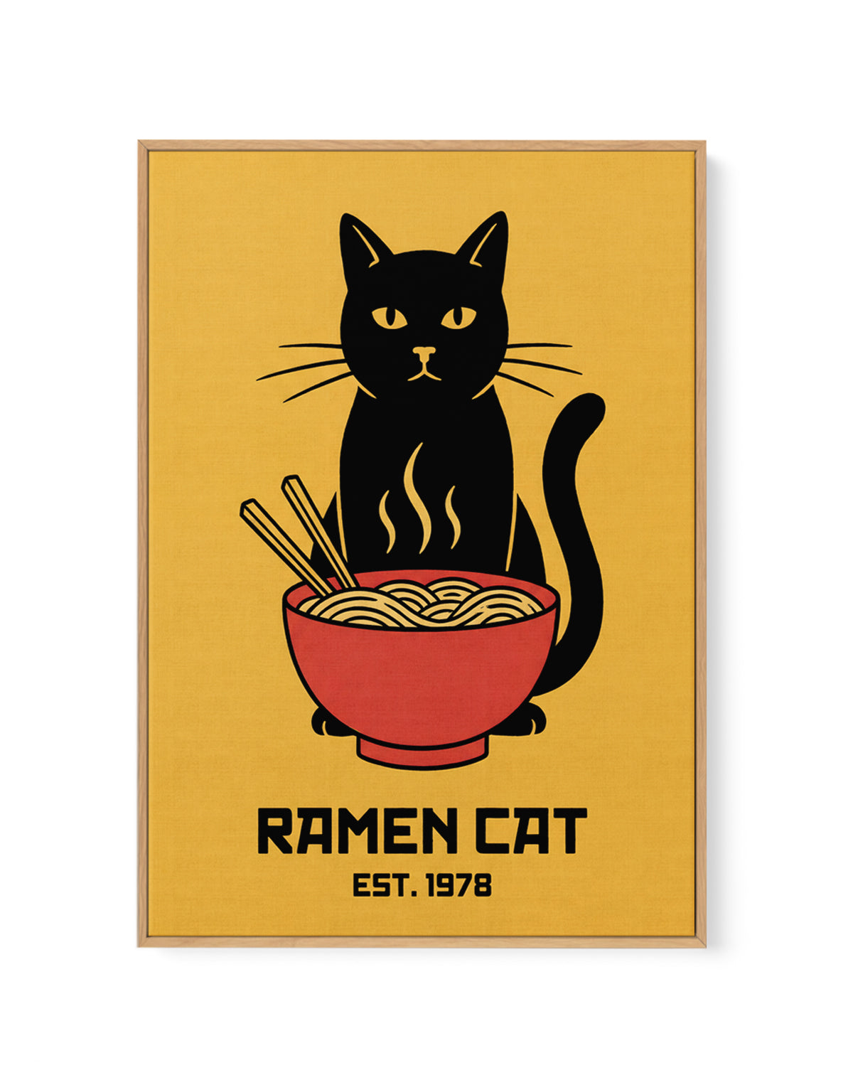 Ramen Cat by Andreas Magnusson | Framed Canvas Art Print