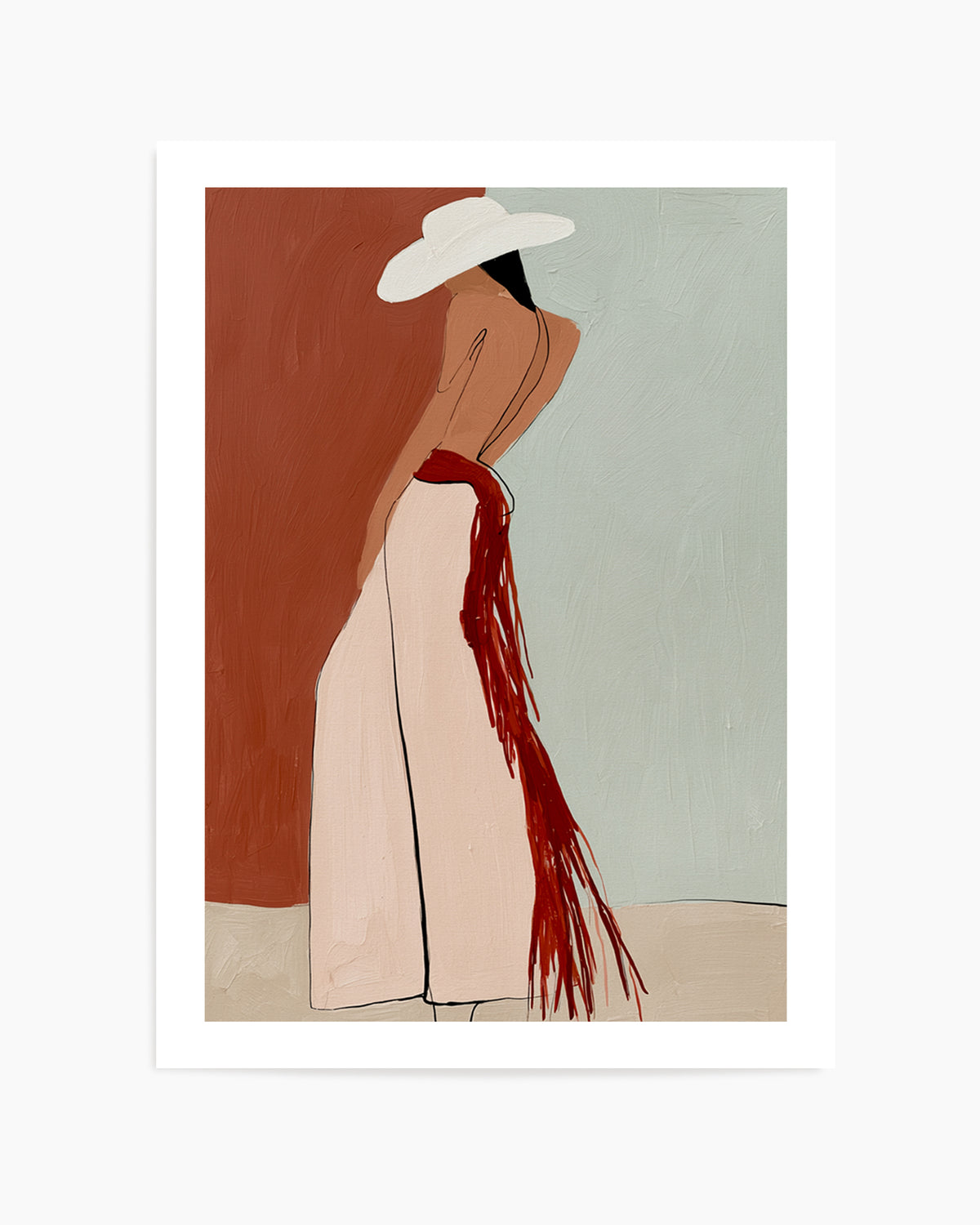 Red Tassels Cowgirl Line Art | Art Print