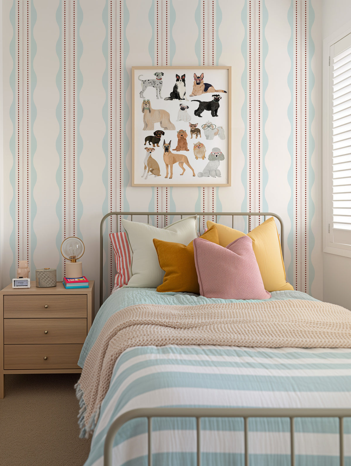 Retro Ribbon Stripes By the Roll Wallpaper from Olive et Oriel where you can shop wallpaper and artworks online