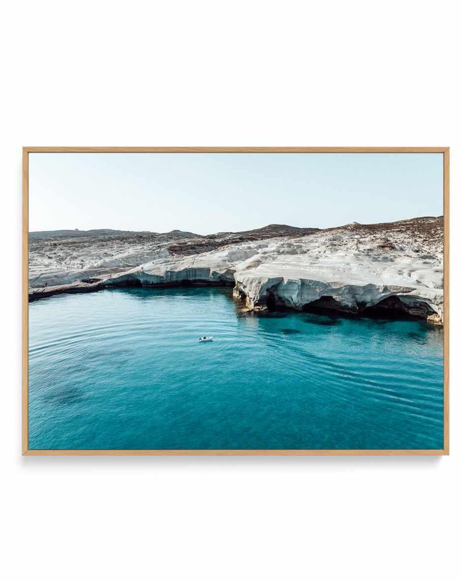 Sarakiniko Boating, Milos LS by Michael Geercke | Framed Canvas Art Print from Olive et Oriel where you can shop wallpaper and artworks online