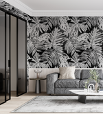 White Luxe Palm Black & White Wallpaper