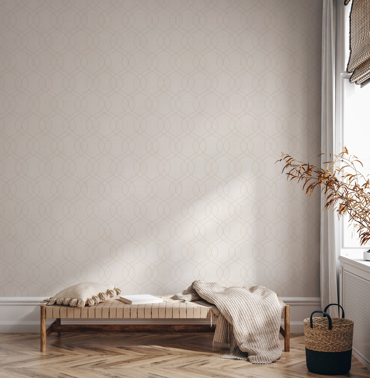City Stripe Beige Wallpaper from Olive et Oriel where you can shop wallpaper and artworks online